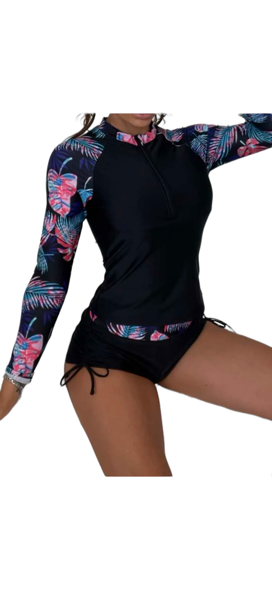 Traje de baño 2 piezas short y playera manga larga