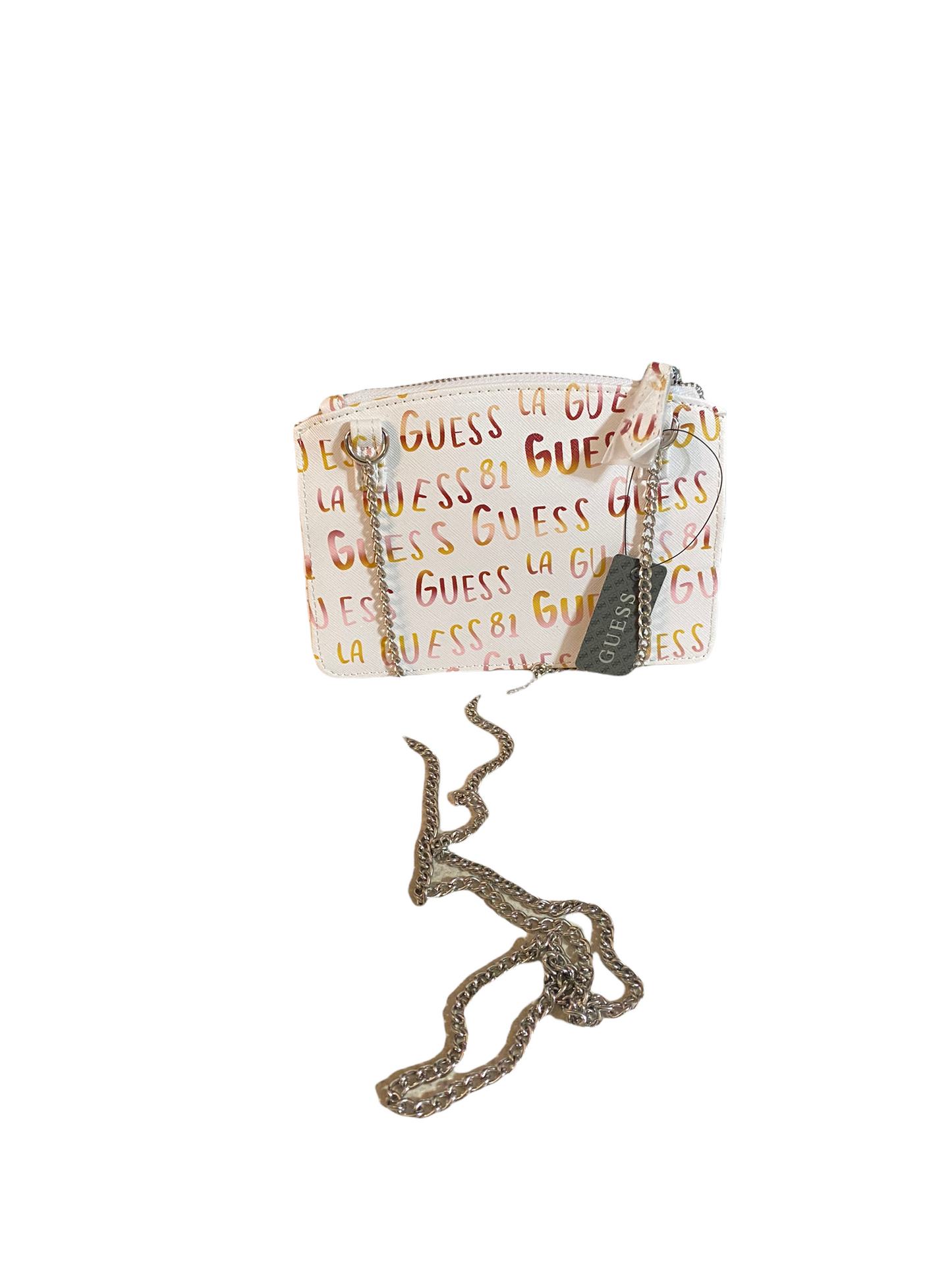 Bolsa Crossbody marca Guess con cierre, cadena y broche al frente