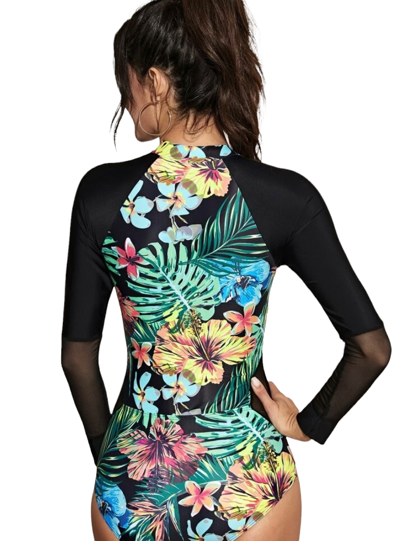 Traje de baño 1 pieza manga larga y cierre completo