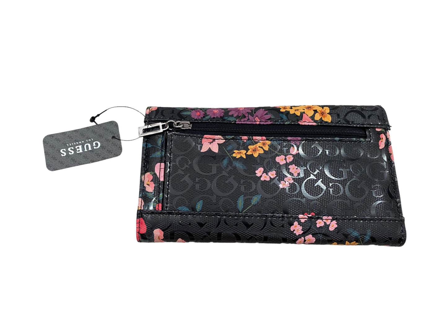 Cartera broche al frente marca GUESS material charol