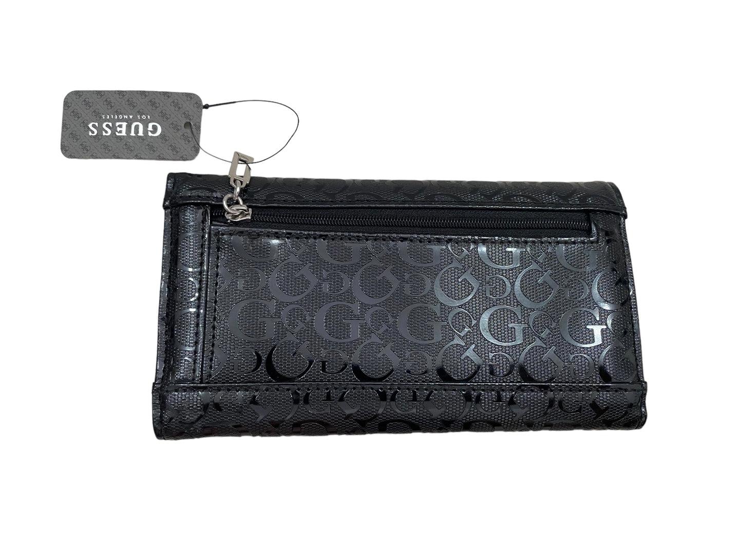 Cartera broche al frente marca GUESS material charol