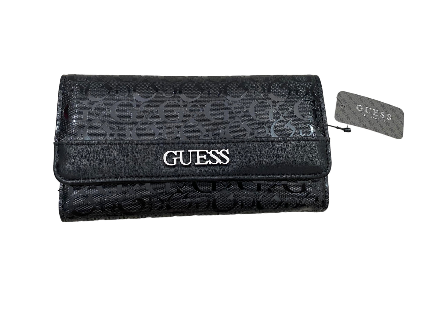 Cartera broche al frente marca GUESS material charol